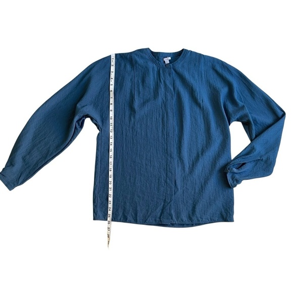 COS long sleeve lightweight rayon blend round neck button front teal tunic top 8 - Picture 7 of 13